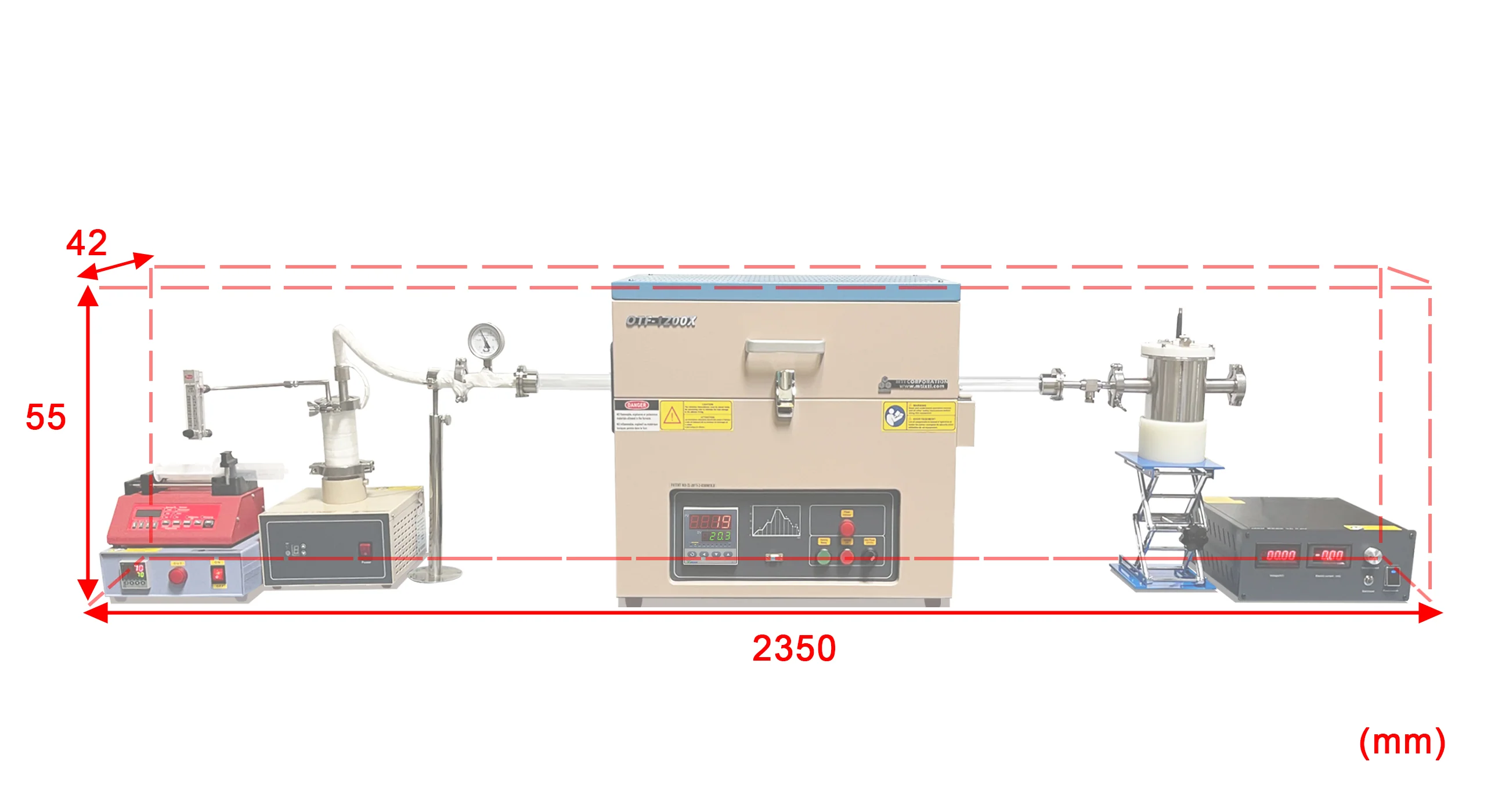 1.7MHz Ultrasonic Spray Pyrolysis Furnace 1200C Max. for Synthesis Nanoparticles - OTF-1200X-PGEP - Image 2