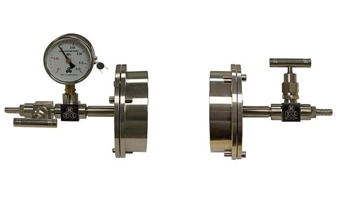 Vacuum Sealing Flange Assembly for 70 mm dia Tube Furnace with Valve / Vacuum Meter - FL-70