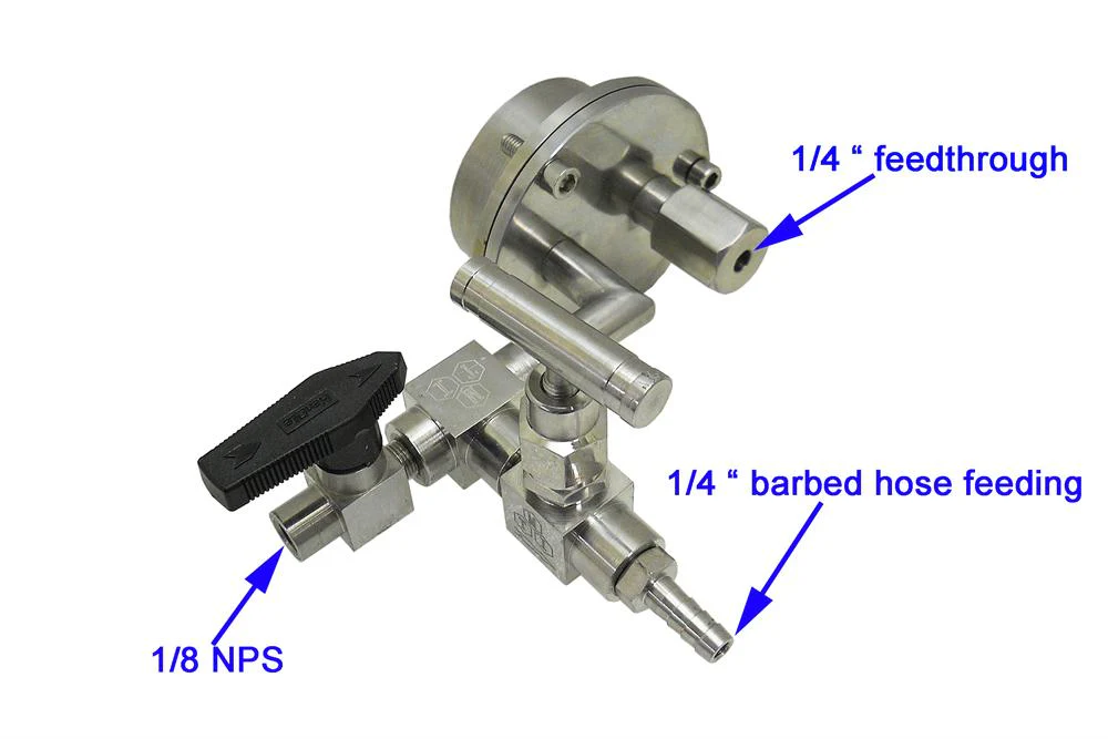 Vacuum Sealing Assembly for 50mm Tube w/ KF-25 Port & 1/4" Feedthrough - FL-50KF25-FT (D/M) - Image 4