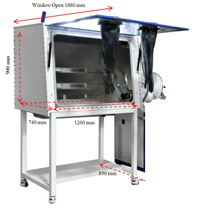 Purge Glove Box with Hinged Front Window without Purification System- VGB-7 - Image 3