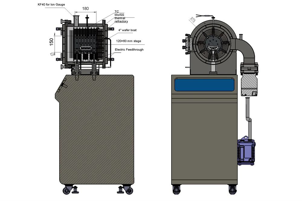 1400°C Cold Wall High Vacuum Chamber Furnace (Ø100×120 mm) - HVF-1400X-CW - Image 9