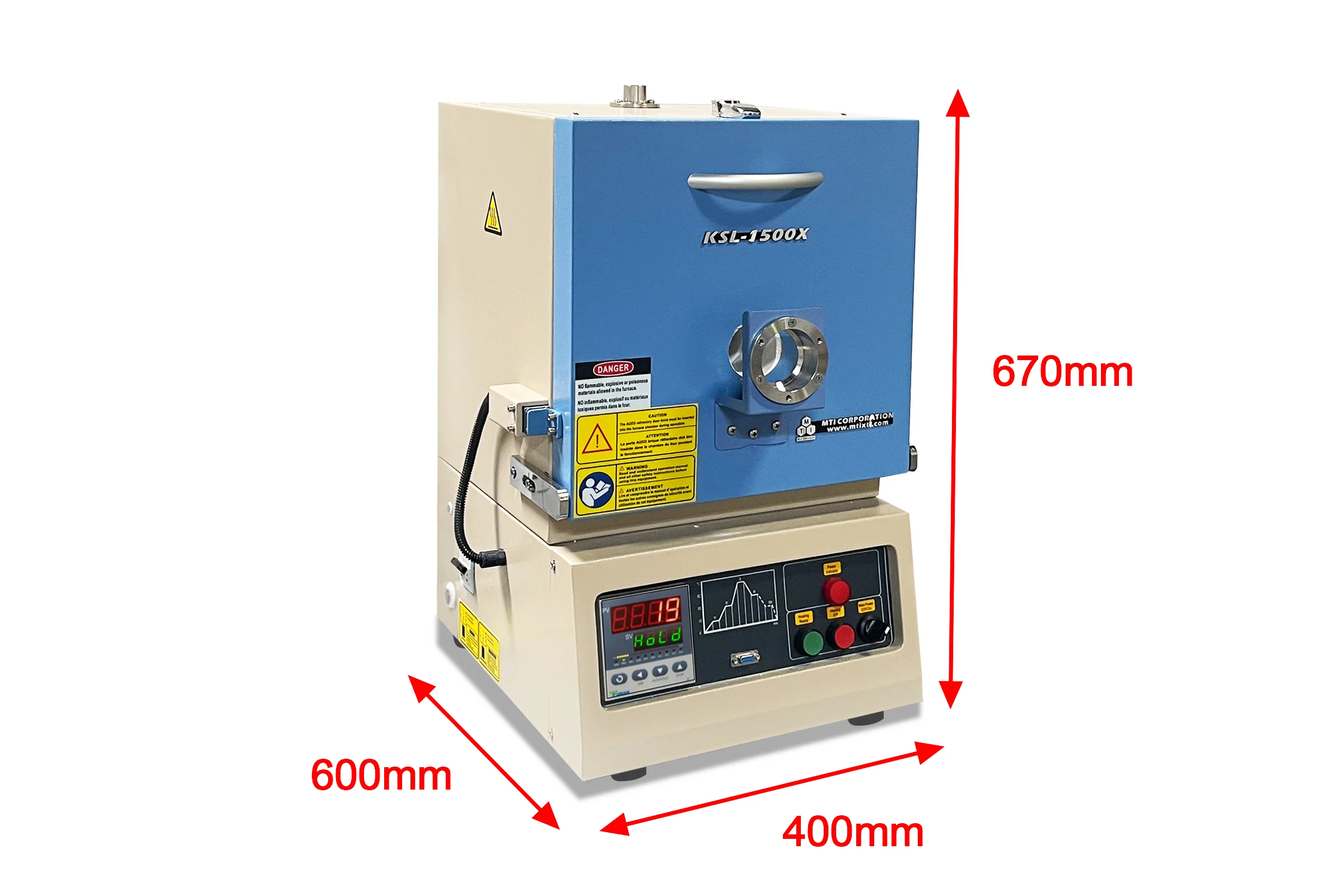 1500°C Hybrid Furnace (1.7L Box & 2" Mullite Tube) with Programmable Controller - KSL-1500X-S-H - Image 4
