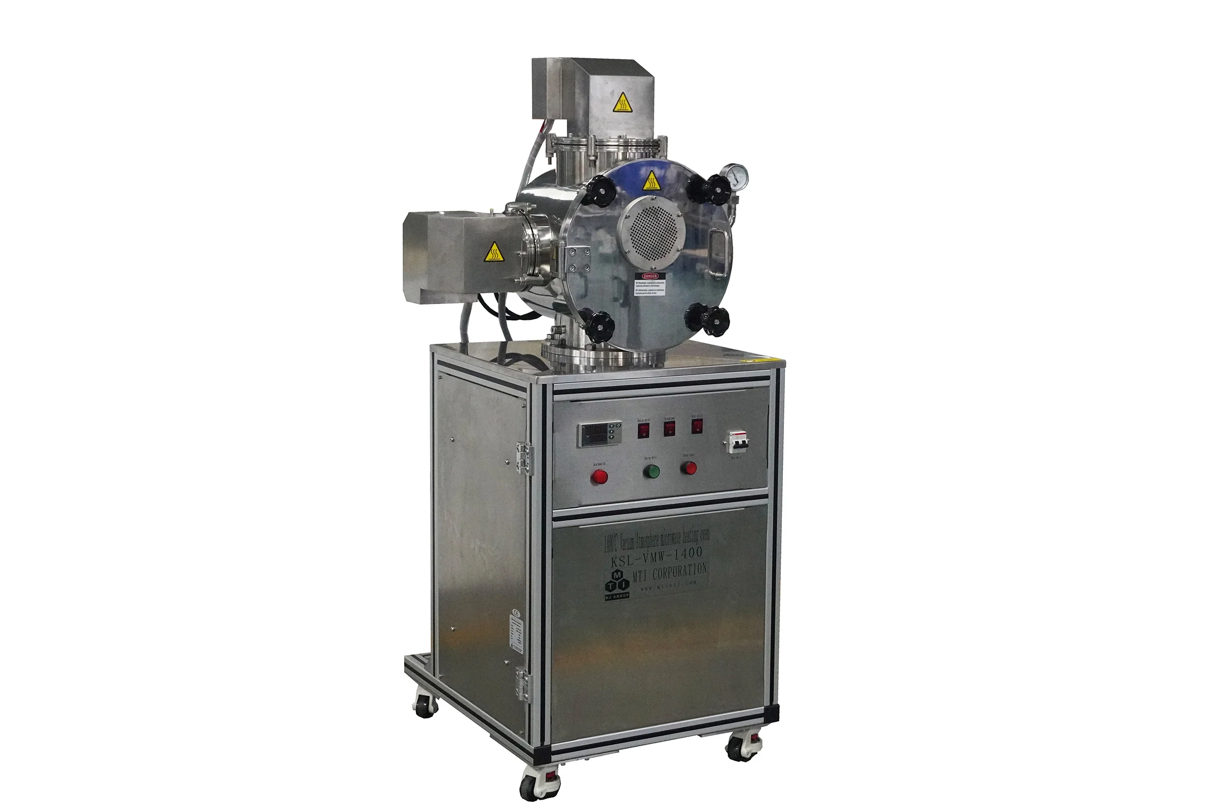1400ºC Max Vacuum and Atmosphere Controlled Microwave Crucible Furnace with Water-cooled SS Chamber - KSL-VMW-1400