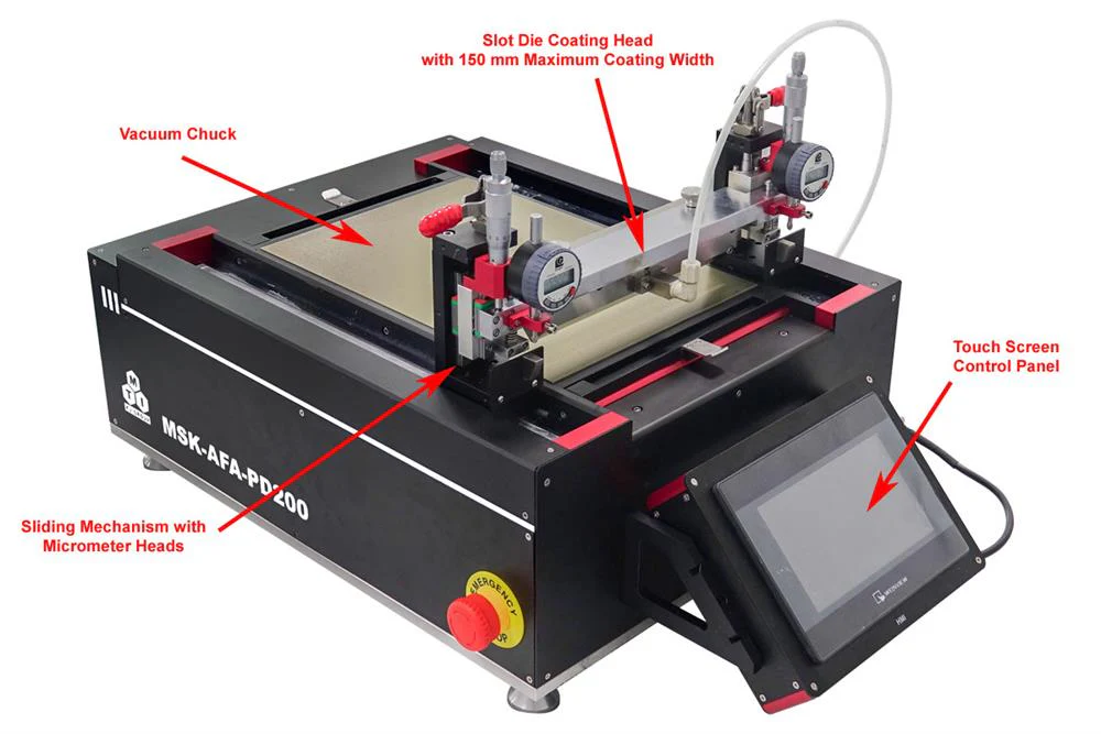 Slot Die Sheet Coater w/ Vacuum Chunck (W200XL300 mm) and Optional Heating - MSK-AFA-PD200