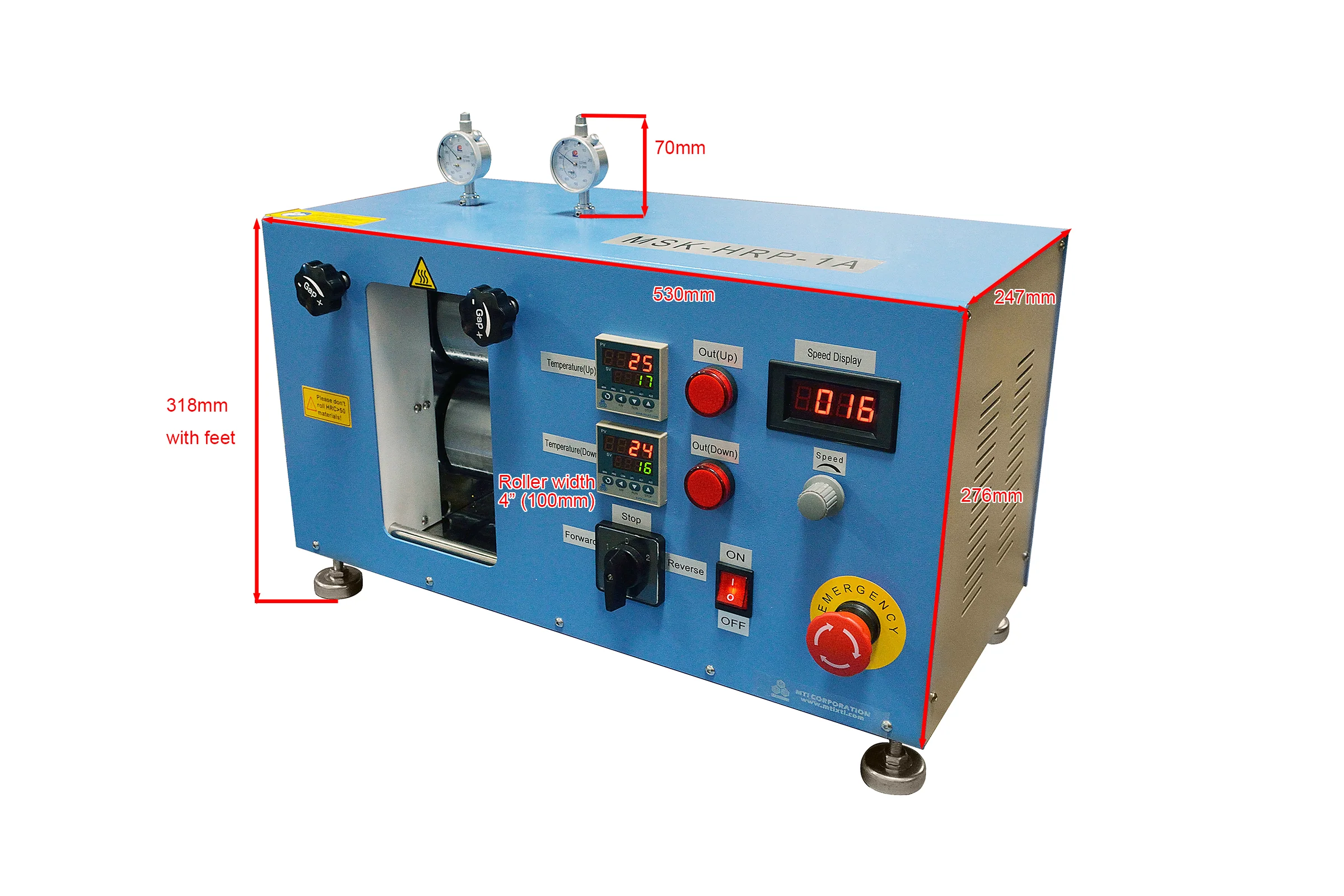 200C Max. 4" Width Electric Hot Rolling Press w/ Variable Speed - (Ar Gas Compatible) - MSK-HRP-1A - Image 2
