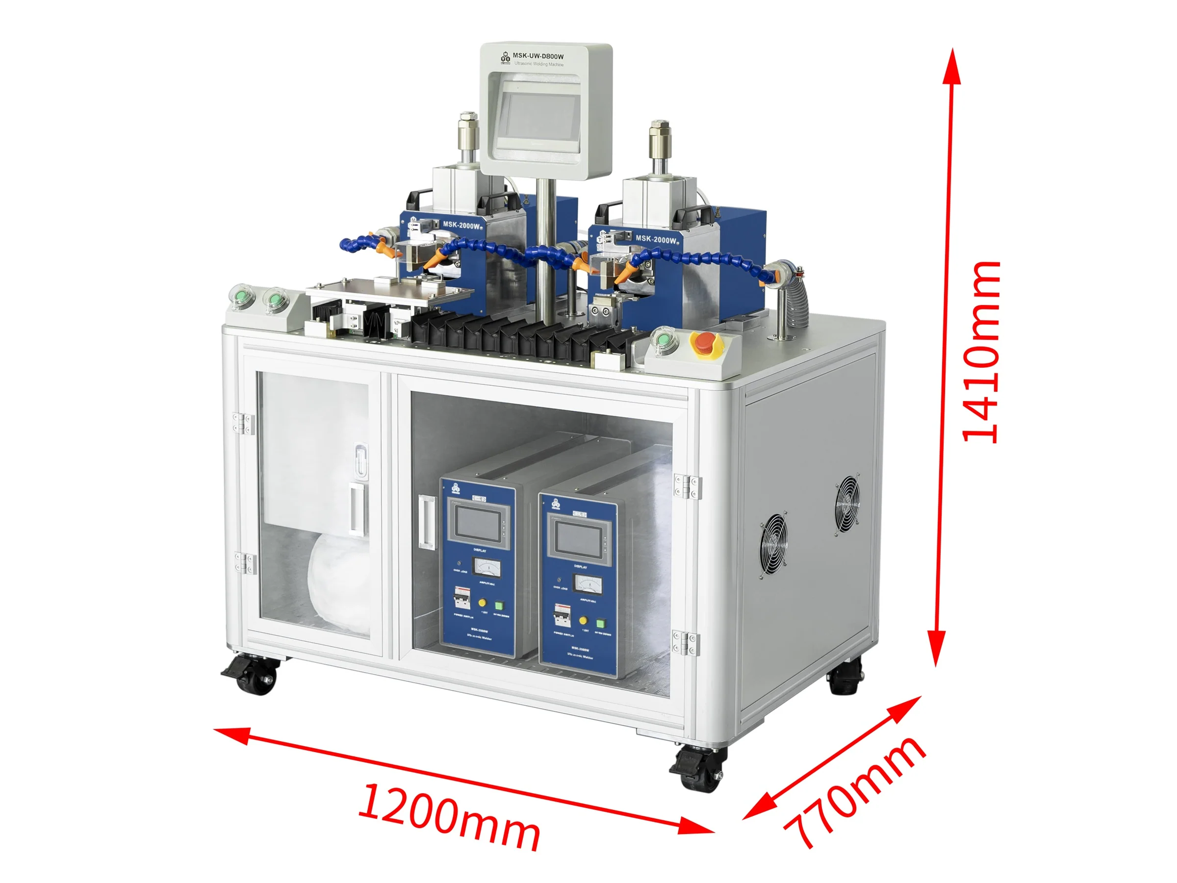 Dual-Station 800W Ultrasonic Metal Welder (Max. 15 layers) with Fixture on Sliding Rail, 40KHz - MSK-UW-D800W - Image 2