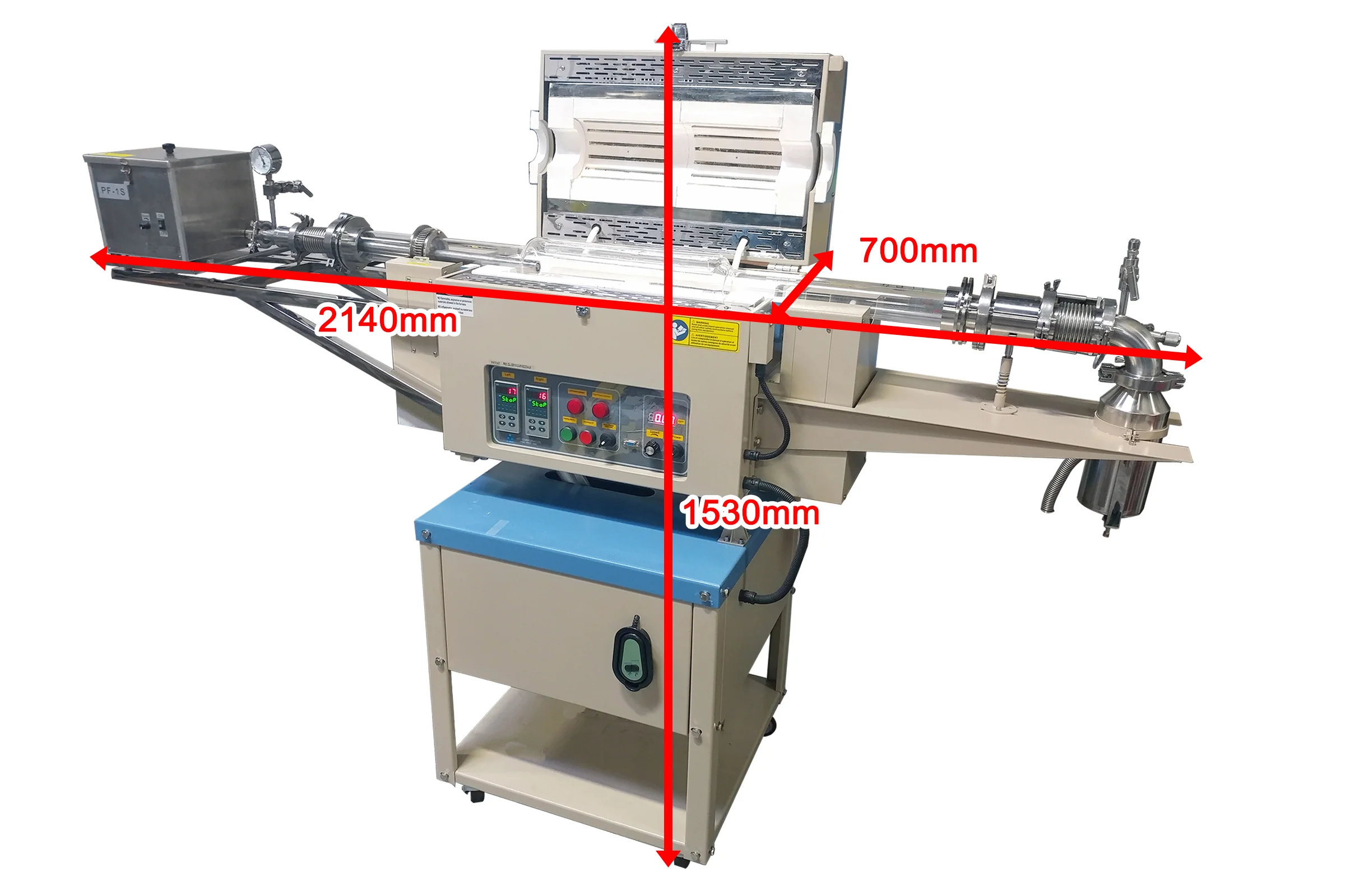 1200C Two Zone 4" Rotary CVD Furnace with Automatic Feeding & Receiving System - OTF1200XIIR4-AF - Image 2