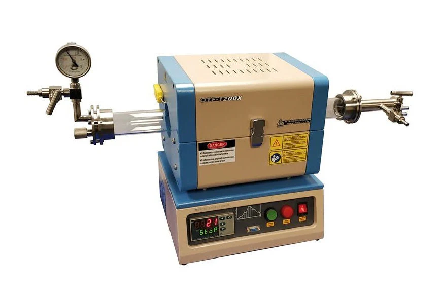 1200°C Compact Split Tube Furnace (8" heating zone) w/ Vacuum Flanges & Optional Tube Size - OTF-1200X-S