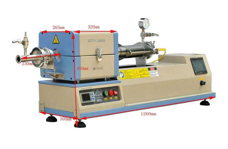 1200C Tube Furnace with Internal Travel Mechanism For HPCVD - OTF-1200X-S-HPCVD - Image 2
