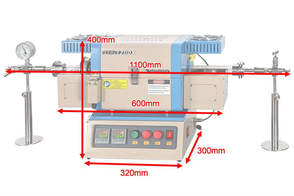 Compact 2" Two Zone Rotary Tube Furnace @1000°C for Powder CVD - OTF1200XIISR2 - Image 2