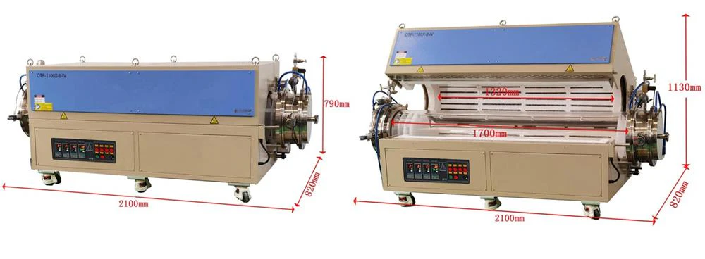 1200°C Max Four-zone Split Tube Furnace with Optional 8", 10", or 14" ID Tube  - OTF-1200X-IV - Image 3
