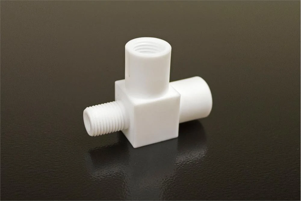 Polyfluortetraethylene (PTFE) "T" Piece M14 x 1.5 Top Port, 1/4 BSP Male & Female - TP1-PTFE