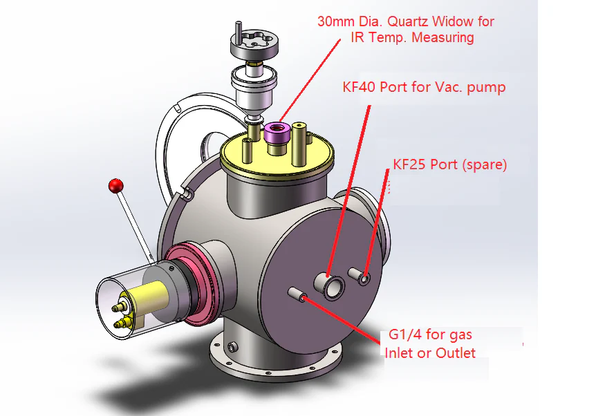 Vacuum Chamber (315 ID x 310L, mm ) with Rocker Arm for DIY Induction Melting / Casting - HVC-Cast - Image 2