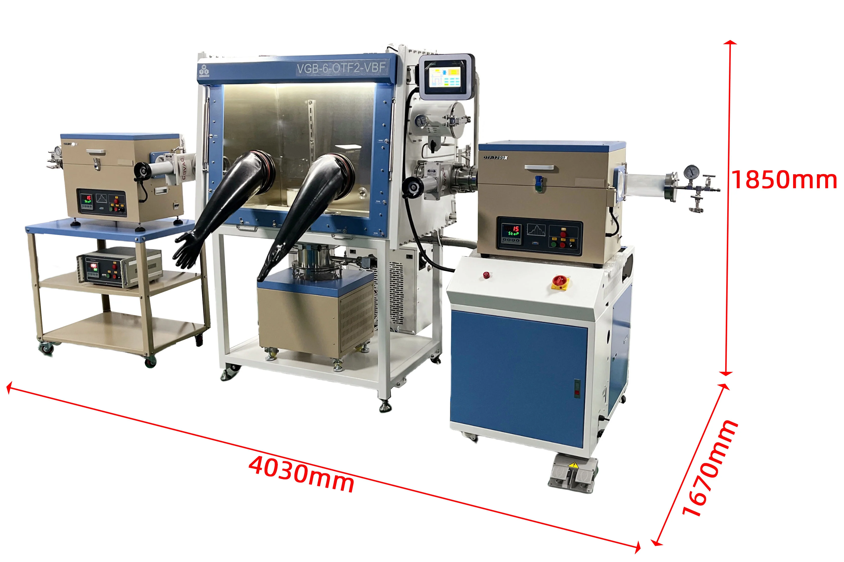 Glovebox with 1 PPM purification and Three 1200°C Max. Tube Furnaces - OTF2-VBF-GB - Image 3